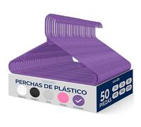 SereneLife Perchas, 50 Piezas, Antideslizantes, Resistentes, Plastico, Ideal para Camisas, Sweteres, Sudaderas, Vestidos y mas