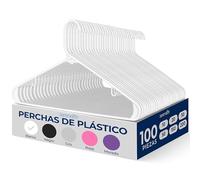 SereneLife Perchas, Blancas, Standard, plastico, 100 Piezas, Perchas de Ropa Adultos, ahorran Espacio, duraderas