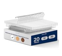 SereneLife Perchas Madera con Clips, Ideales para Pantalones, Trajes, Shorts, Gancho Giratorio de 360°