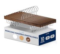 SereneLife Perchas Madera con Clips, Ideales para Pantalones, Trajes, Shorts, Gancho Giratorio de 360°
