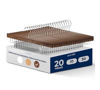 SereneLife Perchas Madera con Clips, Ideales para Pantalones, Trajes, Shorts, Gancho Giratorio de 360°