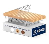 SereneLife Perchas Madera con Clips, Ideales para Pantalones, Trajes, Shorts, Gancho Giratorio de 360°