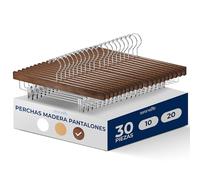 SereneLife Perchas Madera con Clips, Ideales para Pantalones, Trajes, Shorts, Gancho Giratorio de 360°