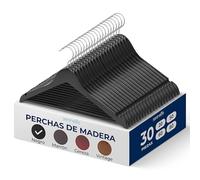 SereneLifeHome Perchas Madera, Ropa, Pack de 30, Antideslizantes, con Gancho Giratorio de 360°