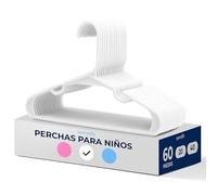 SereneLife Perchas plasticas para niños, Pack de 60, Antideslizantes, Ahorradores de Espacio, Ideal Tambien para Ropa de Recien Nacidos y Bebes