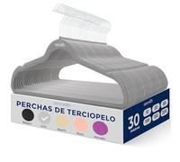 SereneLife Perchas Ropa, Terciopelo, 30 Piezas, Antideslizantes, Finas y Suaves, con Gancho Giratorio de 360°