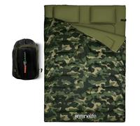 SereneLife Saco de Dormir Invierno, Doble, con Almohadas, Desmontable en 2 sleepinbags Individuales, Calido, Impermeable, Ligero, Ideal para acampadas y Senderismo en temperaturas de -12 a -15°C