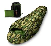 SereneLife Saco de Dormir Momia - Ligero, Cálido e Impermeable para Invierno y Clima Frío, Aislamiento de -15 a 12 °C, Cremallera Suave, Bolsa de Compresión Compacta y Almohada de Viaje, para Camping