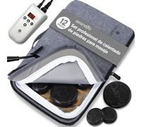 SereneLife Set Pietre Massaggio Basalto Riscaldanti | Kit Portatile con Sacchetto Riscaldante Digitale, 12 Pietre Calde Vulcaniche per Hot Stone Massage, Relax Muscolare & Spa a Casa
