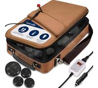 SereneLife set portátil calentador de piedras para masaje - masajeador eléctrico con 6 piedras grandes y 6 pequeñas de basalto, control digital de bolsa térmica
