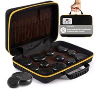 SereneLife Set Portátil de Masaje con Piedras de Basalto con Bolsa Calentadora - Kit de Masaje con 12 Piedras de Basalto y Set de Calentamiento, Accesorios Relajantes