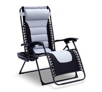 SereneLife Silla reclinable de Jardin, Patio, Tumbona, Acolchada, Bandeja Desmontable para portavasos, Exterior