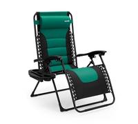 SereneLife Silla reclinable de Jardin, Patio, Tumbona, Acolchada, Bandeja Desmontable para portavasos, Exterior