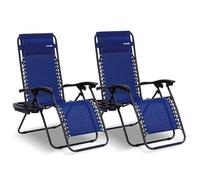 SereneLife sillas reclinables de Exterior, Set de 2, Tumbonas, con Almohada Desmontable, Portavasos, Plegables, Portatiles, Zero Gravity, Ideales para Camping, Patio, Jardin, Piscina o Playa