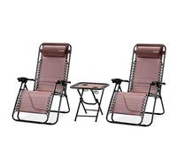 SereneLife sillas reclinables de Exterior, Set de 2, Tumbonas de Malla de Acero, con Almohada Desmontable, Portavasos, Plegables, Ajustables, Portatiles, Zero Gravity, Camping, Patio, Piscina o Playa
