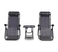 SereneLife sillas reclinables de Exterior, Set de 2, Tumbonas de Malla de Acero, con Almohada Desmontable, Portavasos, Plegables, Ajustables, Portatiles, Zero Gravity, Camping, Patio, Piscina o Playa