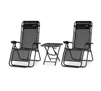 SereneLife sillas reclinables de Exterior, Set de 2, Tumbonas de Malla de Acero, con Almohada Desmontable, Portavasos, Plegables, Ajustables, Portatiles, Zero Gravity, Camping, Patio, Piscina o Playa