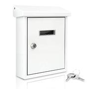 SereneLife SLMAB01 Weatherproof Wall Mount Mailbox-Outdoor Galvanized Metal Key Large Capacity, Commercial Rural Home Decorative & Office Business Parcel Box Package Drop Slot Secure Lock, White