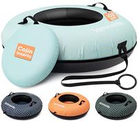 SereneLife Snowtube 101/112/122 cm - Trineo Inflable para Niños y Adultos con Base de Plástico Resistente, Cuerda de Arrastre y Diseño Deslizante para Nieve