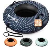 SereneLife Snowtube 101/112/122 cm - Trineo Inflable para Niños y Adultos con Base de Plástico Resistente, Cuerda de Arrastre y Diseño Deslizante para Nieve