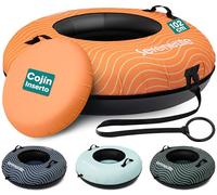 SereneLife Snowtube 101/112/122 cm - Trineo Inflable para Niños y Adultos con Base de Plástico Resistente, Cuerda de Arrastre y Diseño Deslizante para Nieve