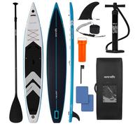 SereneLife Tabla de Paddle Surf Inflable de 426.7cm para Competición, Diseño Estrecho para Expertos, Plataforma EVA Antideslizante, Accesorios Premium para Sup, Soporte para GoPro