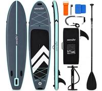 SereneLife Tabla Paddle Surf Hinchable, Ultra Ligera, Diseño Extra Ancho y Estable, con Almohadilla de Cubierta EVA Antideslizante, para Jóvenes y Adultos, Capacidad de 158.7kgs