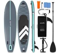 SereneLife Tabla Paddle Surf Hinchable, Ultra Ligera, Diseño Extra Ancho y Estable, con Almohadilla de Cubierta EVA Antideslizante, para Jóvenes y Adultos, Capacidad de 158.7kgs