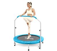 SereneLife Cama elástica portátil y Plegable, Mini reboteador en casa con pasamanos Ajustable, Ejercicio Corporal de Fitness, Seguro para niños, SLELT403, Gris, 40 Pulgadas