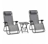 SereneLife Zero Gravity - Juego de 2 sillas Ajustables para Exteriores con Mesa Auxiliar, portavasos, Almohadas extraíbles, Patio Trasero, Piscina, sillas de Camping en la Playa, Color