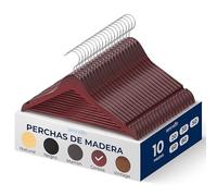 SereneLifeHome Perchas Madera, Ropa, Pack de 10, Antideslizantes, con Gancho Giratorio de 360°