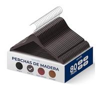 SereneLifeHome Perchas Madera, Ropa, Pack de 80, Antideslizantes, con Gancho Giratorio de 360°