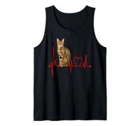 Serengeti Cat Heartbeat EKG Line, diseño felino Manchado Camiseta sin Mangas