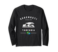 Serengeti National Park Tanzania Bandera Safari Elefantes Manga Larga