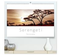 Serengeti Panorama (hochwertiger Premium Wandkalender 2026 DIN A2 quer), Kunstdruck in Hochglanz: "Das endlose Land" - die Serengeti. Landschaften und Tiere im Panorama Format