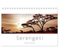 Serengeti Panorama (Tischkalender 2026 DIN A5 quer), CALVENDO Monatskalender: "Das endlose Land" - die Serengeti. Landschaften und Tiere im Panorama Format