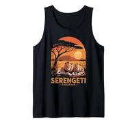 Serengeti Tanzania Safari Africano Atardecer y Leones Camiseta sin Mangas