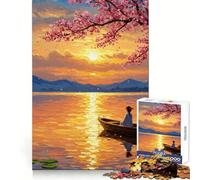 Serenidad al Atardecer Rompecabezas de una Chica en un Bote para Adolescentes 1000 Piezas Juguete para ejercitar la Mente Divertido y Sencillo Montaje de imágenes Regalo Ideal 38x52cm
