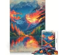 Serenidad Radiante︰ Atardecer sobre el Espejo Alpino Rompecabezas de 1000 Piezas para Adolescentes Fortalece la Memoria Diversión Relajante Bordes Suaves Lista de Deseos de Papá Noel (50x75cm)