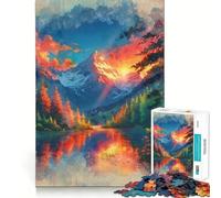 Serenidad Radiante︰ Atardecer sobre el Espejo Alpino Rompecabezas de 1000 Piezas para Adolescentes Fortalece la Memoria Diversión Relajante Bordes Suaves Lista de Deseos de Papá Noel (50x75cm)