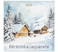 Sérénité à l'aquarelle (Calendrier mural carré 2026 30 x 60 cm (ouvert)) Calendrier double avec une page pour vos prises de notes