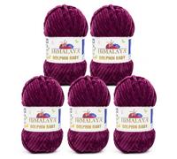 Serenitsu Himalaya 80393 Dolphin Baby Wolle Set de 5 ovillos de 100 g, hilo súper voluminoso de terciopelo para tejer y ganchillo, hilo de chenilla de poliéster para mantas de bebé, hilo de bebé