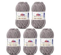Serenitsu Himalaya Dolphin Baby Lana 5 x 100 g, hilo súper voluminoso de terciopelo para tejer y ganchillo, hilo de chenilla de poliéster para mantas de bebé, hilo de bebé Amigurumi (80320 gris oscuro