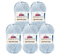 Serenitsu Himalaya Dolphin Baby Lana 5 x 100 g, hilo súper voluminoso de terciopelo para tejer y ganchillo, hilo de chenilla de poliéster para mantas de bebé, hilo de bebé Amigurumi (80380 azul hielo)