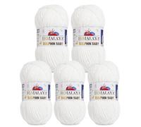 Serenitsu Himalaya Dolphin Baby Lana 5 x 100 g, hilo súper voluminoso de terciopelo para tejer y ganchillo, hilo de chenilla de poliéster para mantas de bebé, hilo de bebé Amigurumi (80363 blanco lana