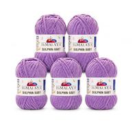 Serenitsu Himalaya Dolphin Baby Lana 5 x 100 g, hilo súper voluminoso de terciopelo para tejer y ganchillo, hilo de chenilla de poliéster para mantas de bebé, hilo de bebé Amigurumi (80392 lavanda