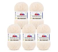 Serenitsu Himalaya Dolphin Baby Wolle Set de 5 ovillos de 100 g, hilo súper voluminoso de terciopelo para tejer y ganchillo, hilo de chenilla de poliéster para mantas de bebé, hilo de bebé Amigurumi