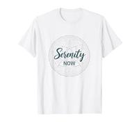 Serenity Now: Mindfulness meditación Mandala de Loto Zen Camiseta, Hombre, Blanco, S