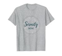 Serenity Now: Mindfulness meditación Mandala de Loto Zen Camiseta, Hombre, Gris Jaspeado, L