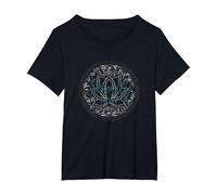 Serenity Now: Mindfulness meditación Mandala de Loto Zen Camiseta, Mujer Tallas Grandes, Negro, 1XL Grande